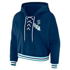 Seattle Kraken WEAR by Erin Andrews Women's Lace-Up Pullover Hoodie Outlet
