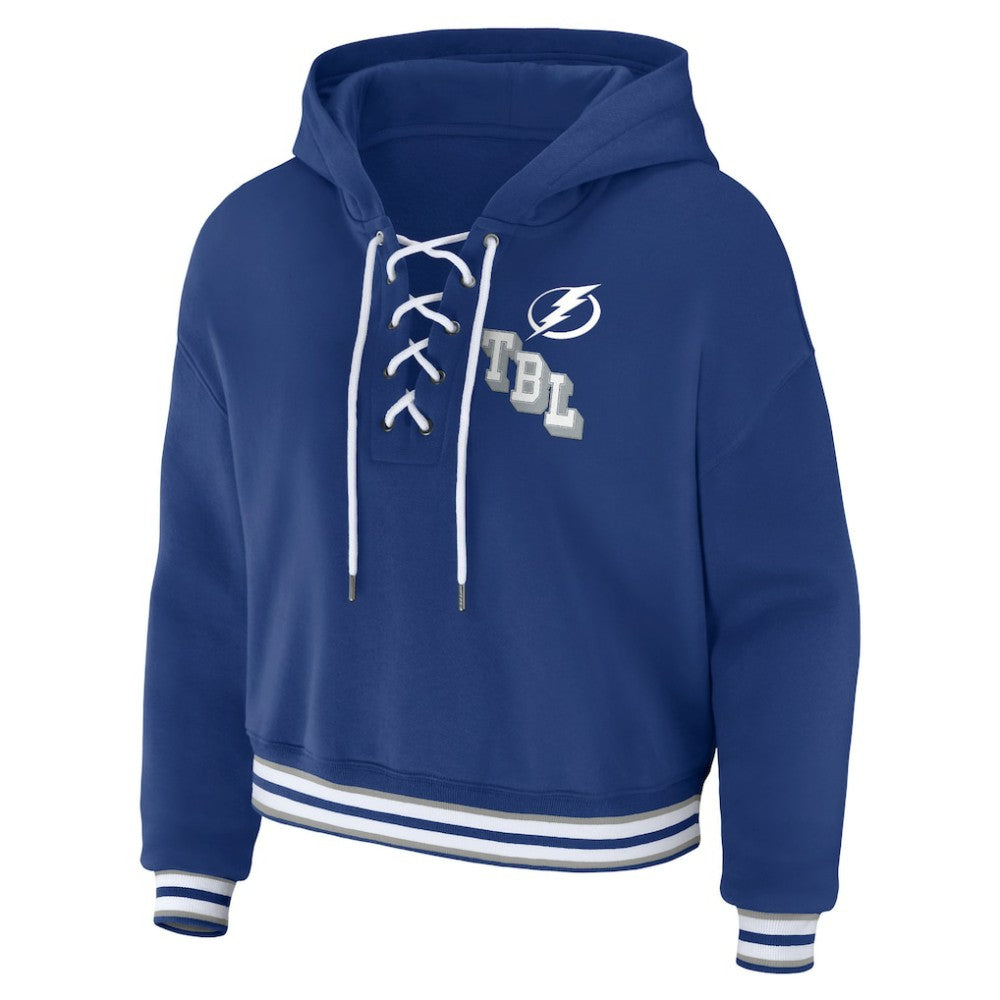 Tampa Bay Lightning WEAR by Erin Andrews Women's Lace-Up Pullover Hoodie Online