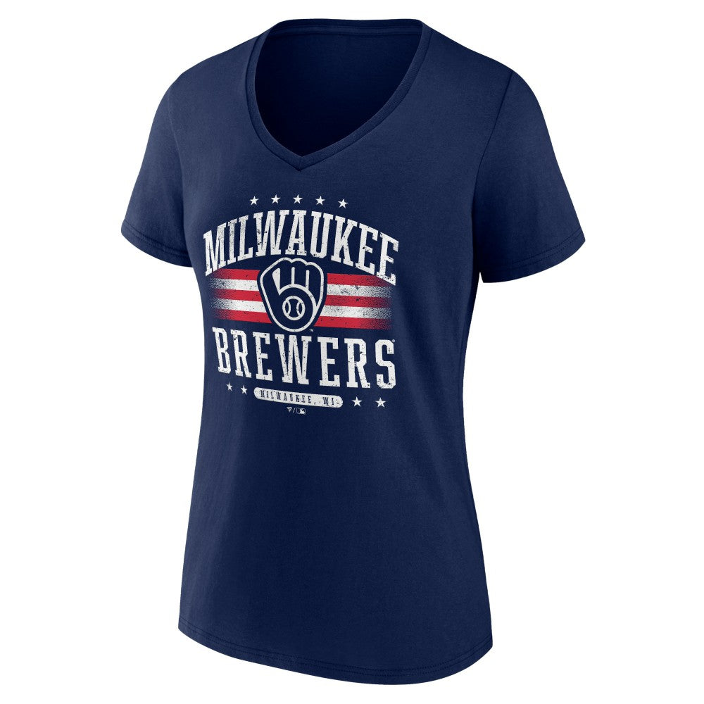 Milwaukee Brewers Women's Americana Team V-Neck T-Shirt | MLB Discount