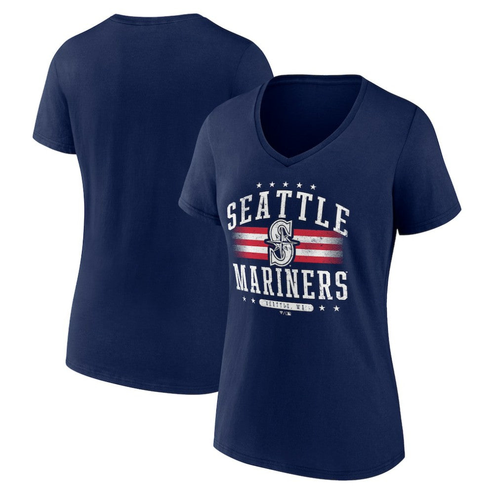 Seattle Mariners Women's Americana Team V-Neck T-Shirt | MLB Outlet