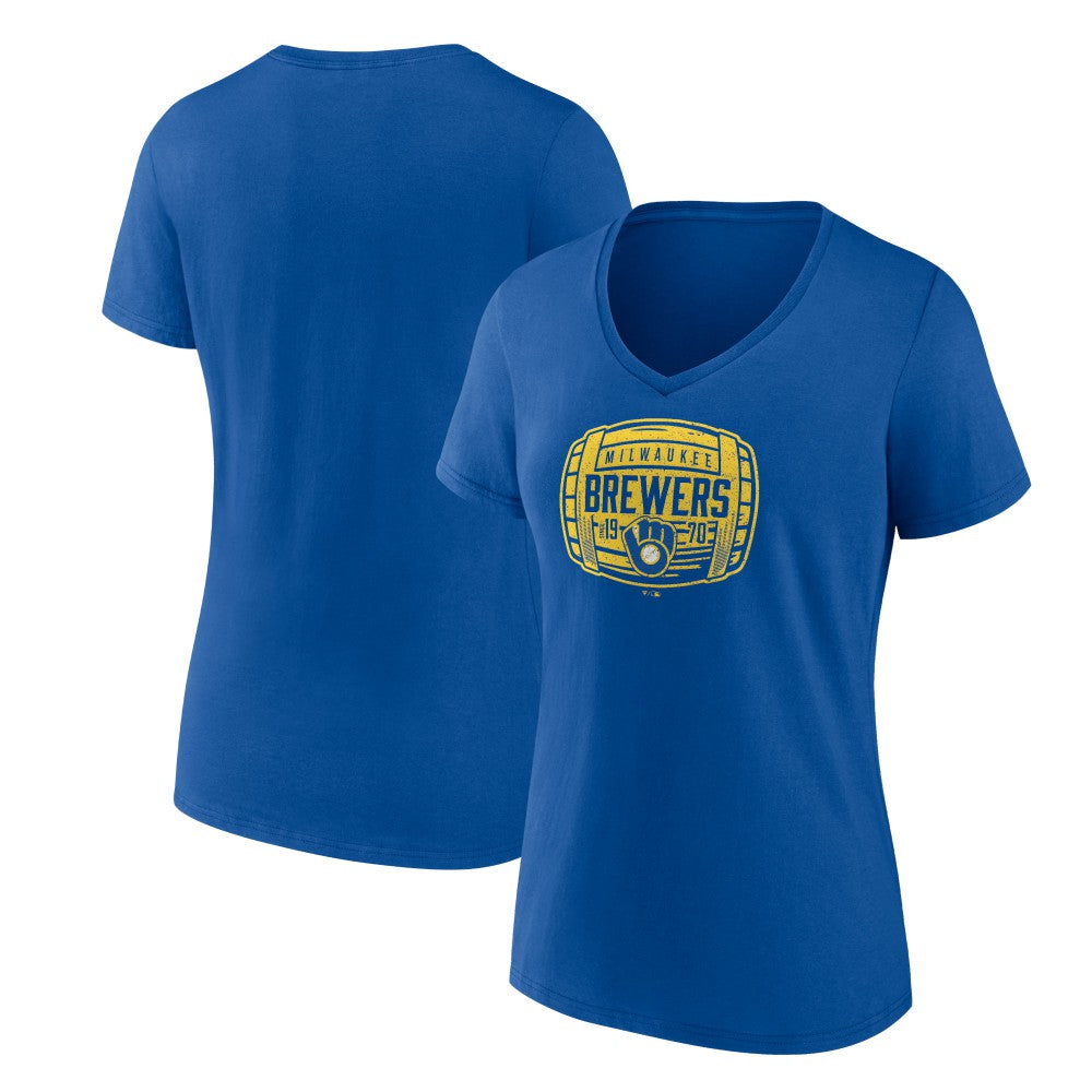 Milwaukee Brewers Women's Hometown Collection Barrel V-Neck T-Shirt | MLB Discount