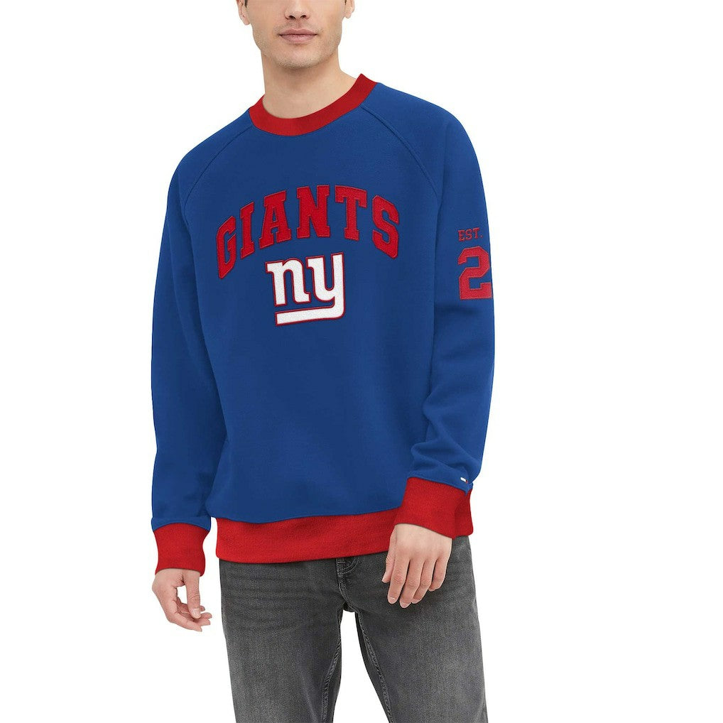 New York Giants  Tommy Hilfiger Reese Raglan Tri-Blend Pullover Sweatshirt