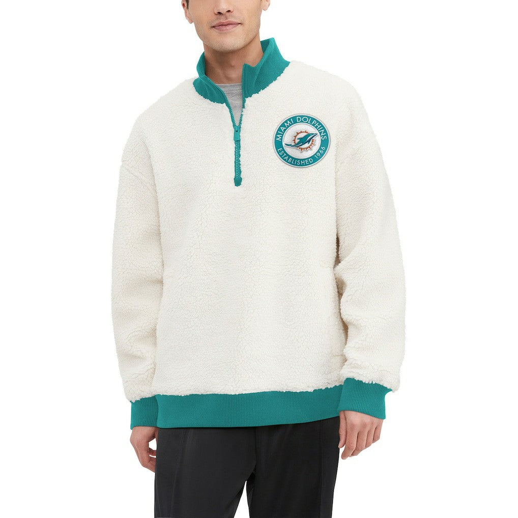 Miami Dolphins  Tommy Hilfiger Jordan Sherpa Quarter-Zip Sweatshirt