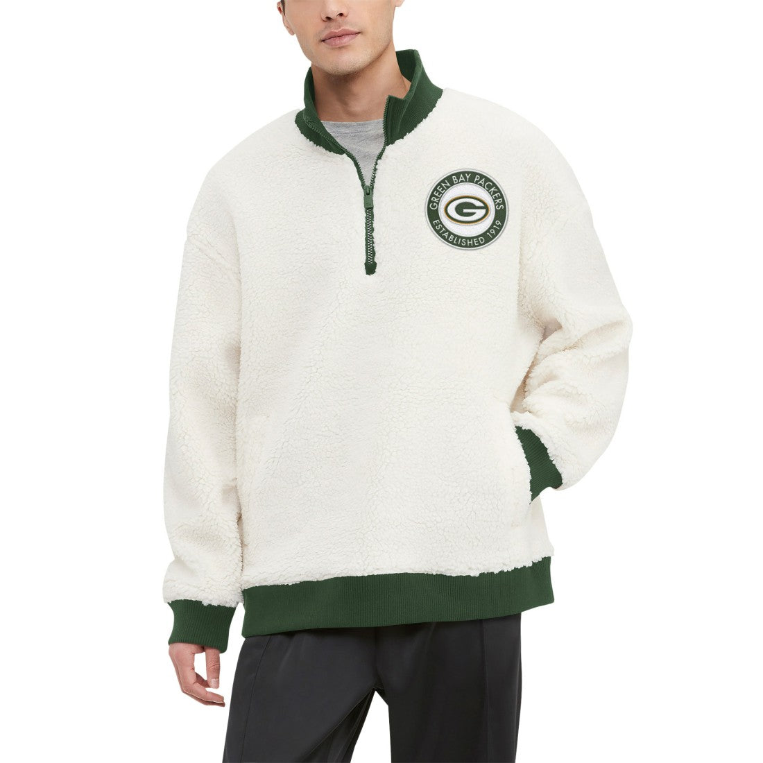 Green Bay Packers  Tommy Hilfiger Jordan Sherpa Quarter-Zip Sweatshirt
