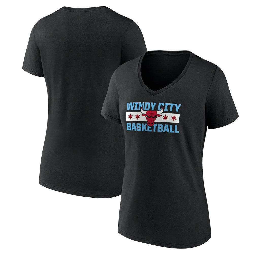 Chicago Bulls Women's Hometown Collection Windy City V-Neck T-Shirt sale New
