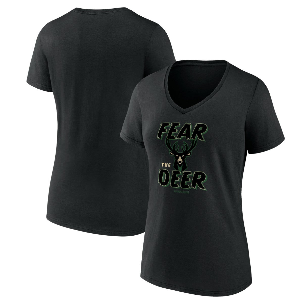 Milwaukee Bucks Women's Hometown Collection Fear The Deer V-Neck T-Shirt Discount