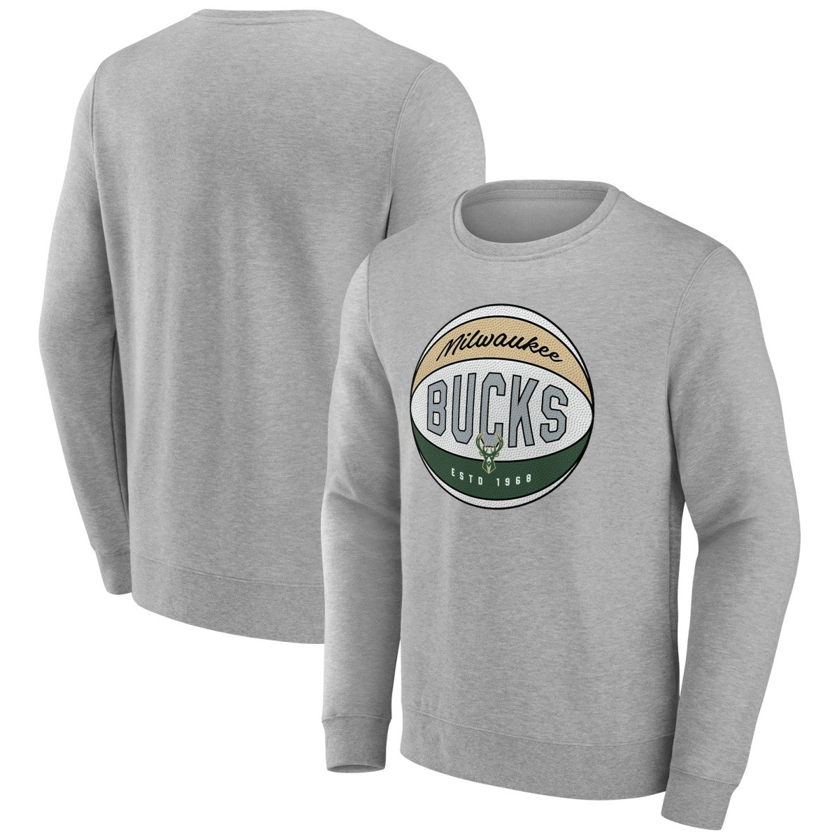Milwaukee Bucks Hard Color Pullover Sweatshirt New
