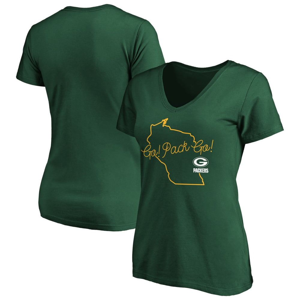 Green Bay Packers  Women's Script V-Neck T-Shirt