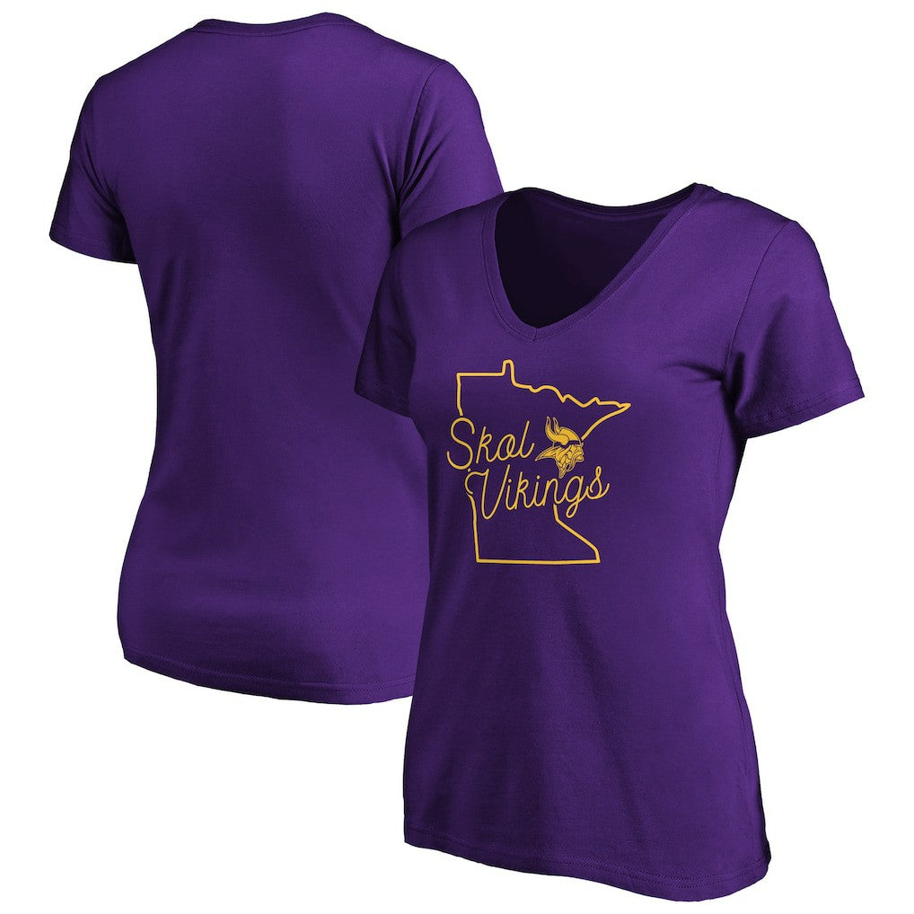 Minnesota Vikings  Women's Script V-Neck T-Shirt