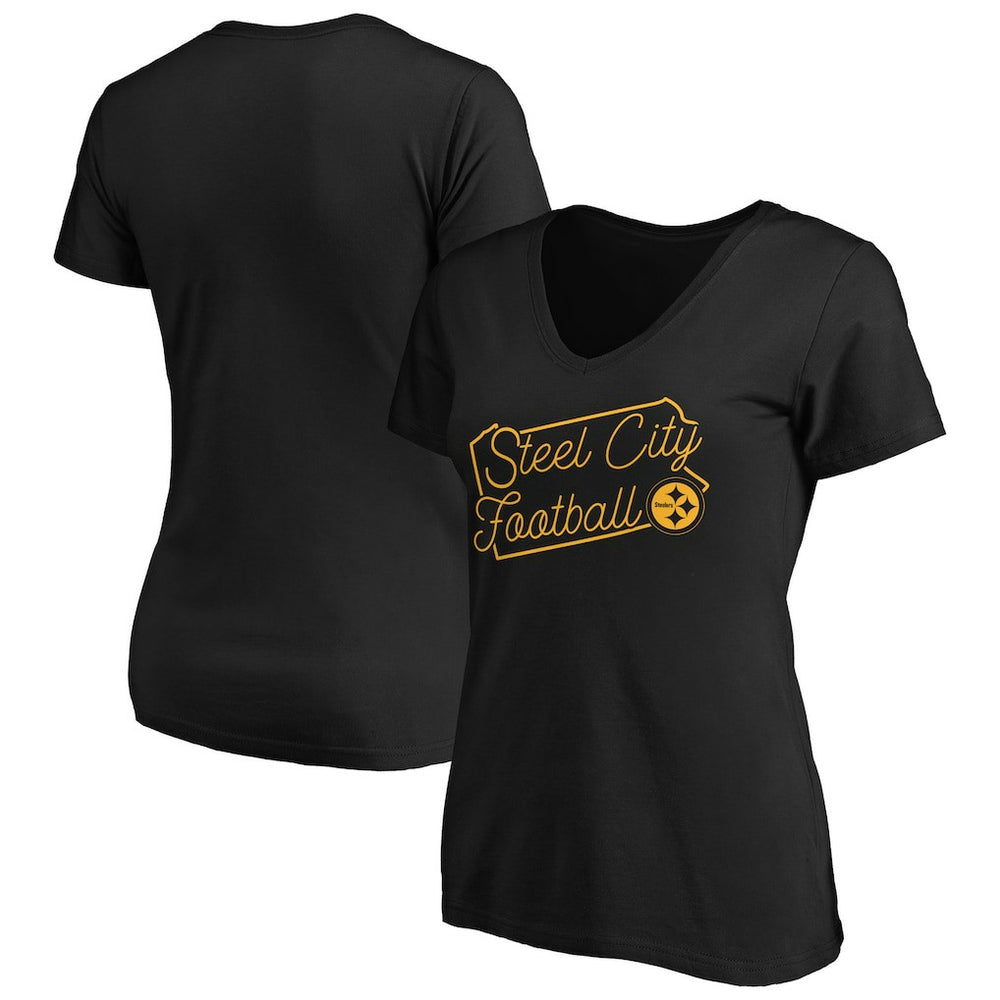 Pittsburgh Steelers  Women's Script V-Neck T-Shirt