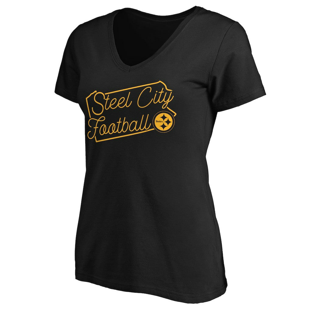Pittsburgh Steelers  Women's Script V-Neck T-Shirt