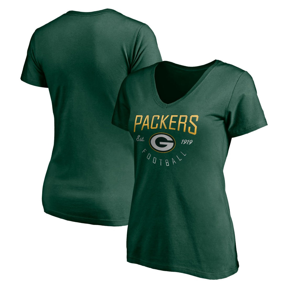 Green Bay Packers  Women's Live For It V-Neck T-Shirt