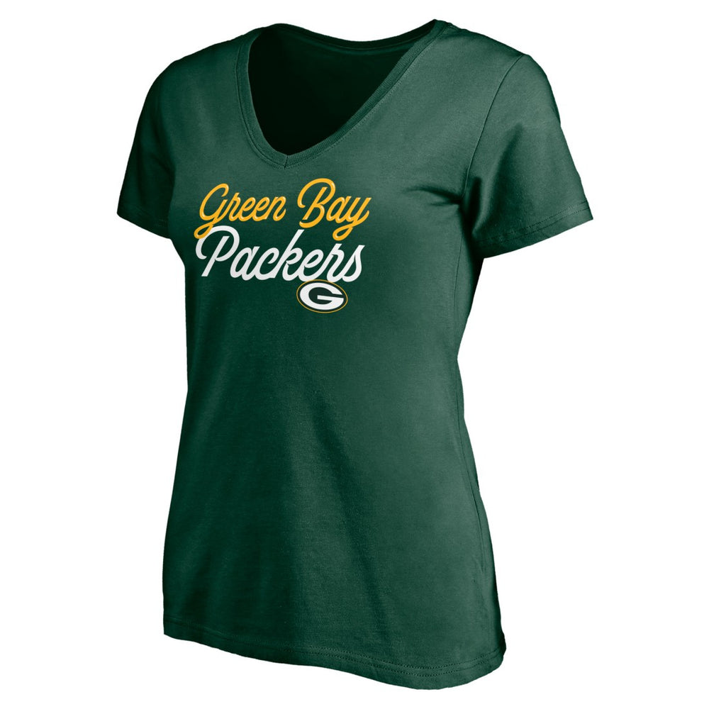 Green Bay Packers  Women's Long Stride V-Neck T-Shirt