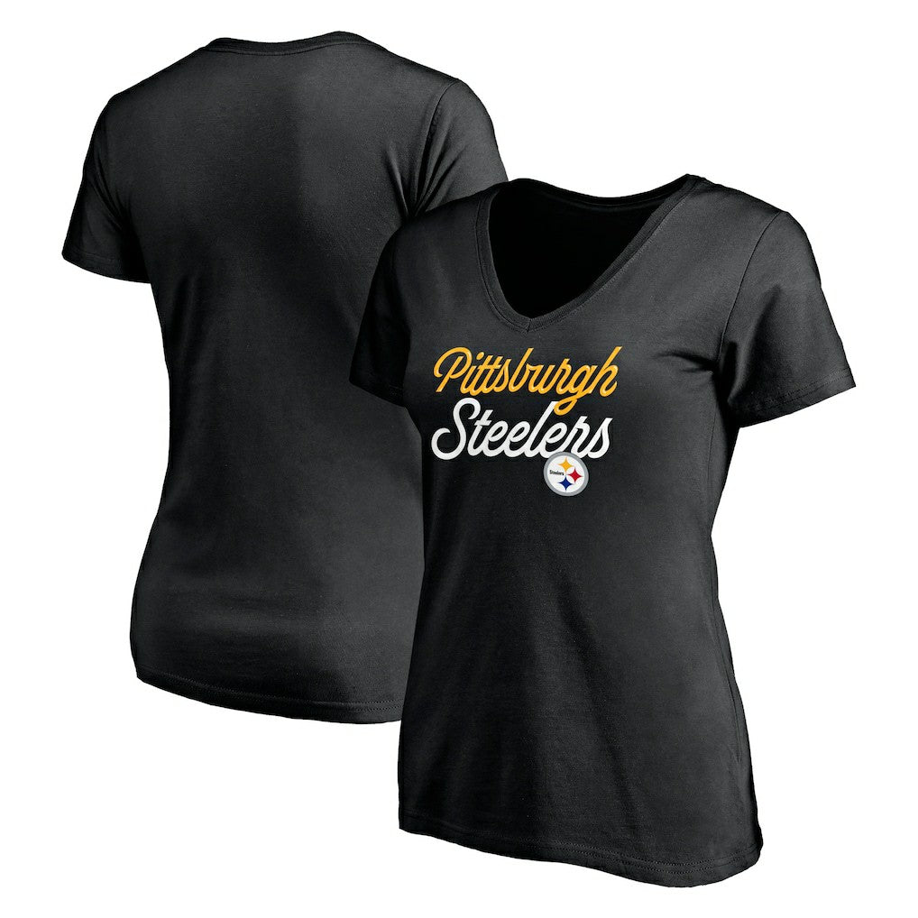 Pittsburgh Steelers  Women's Long Stride V-Neck T-Shirt