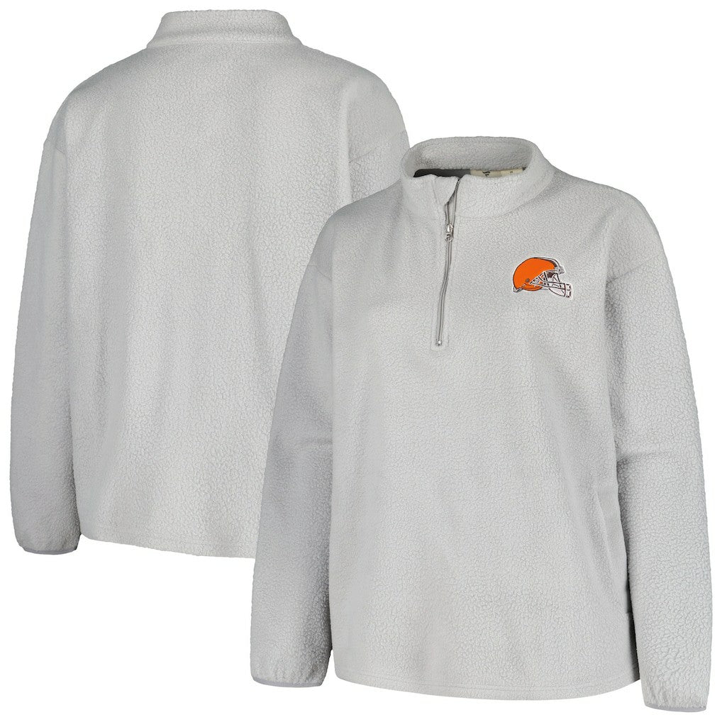 Cleveland Browns  Profile Women's Plus Size Sherpa Quarter-Zip Jacket