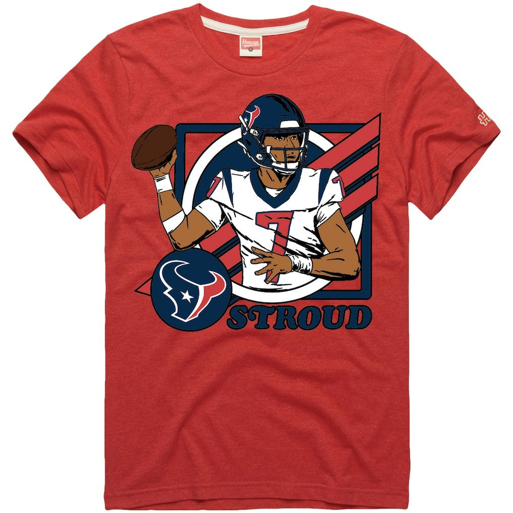 Houston Texans  C.J. Stroud  Homage Unisex Caricature Player Tri-Blend T-Shirt