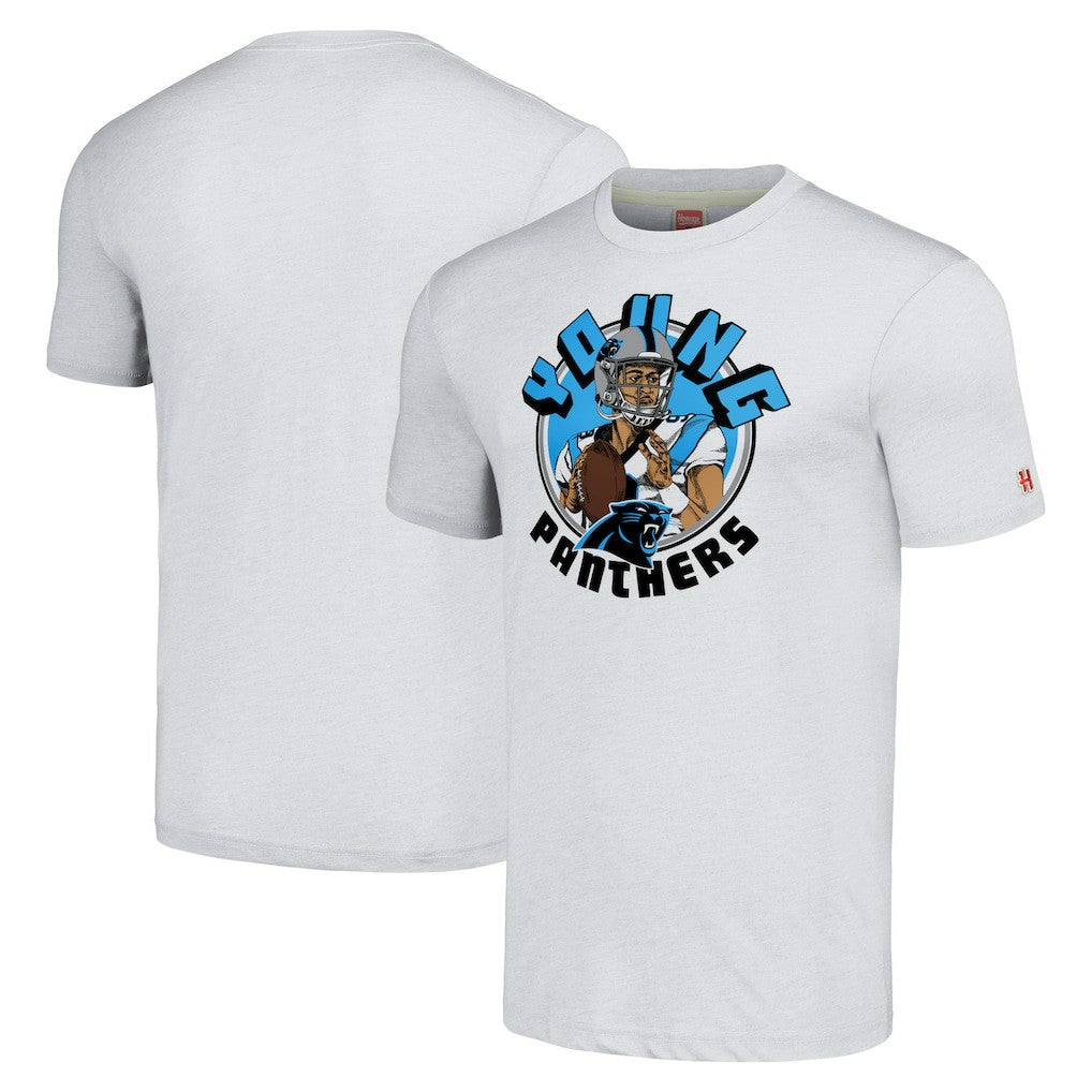 Carolina Panthers  Bryce Young  Homage Unisex Caricature Player Tri-Blend T-Shirt