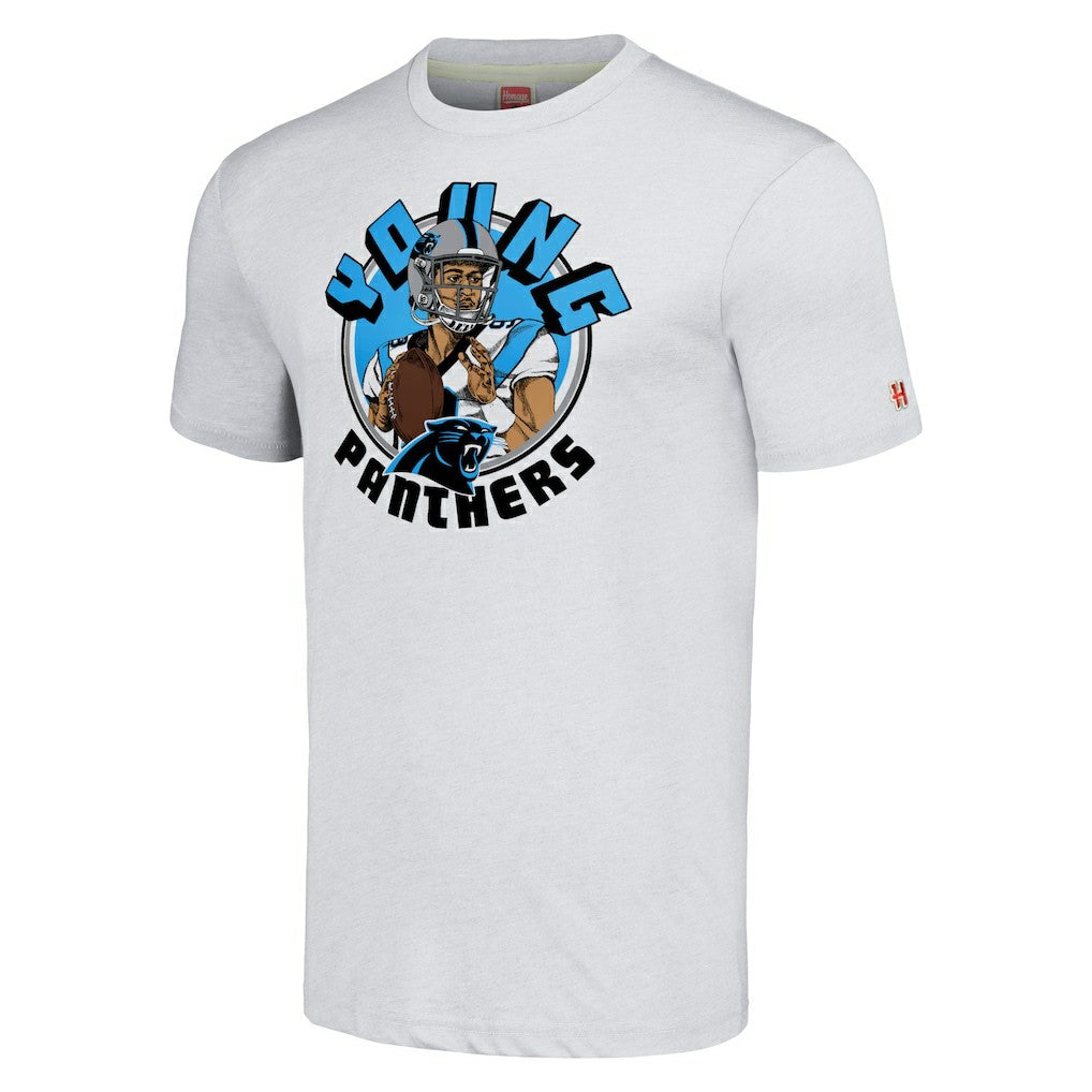 Carolina Panthers  Bryce Young  Homage Unisex Caricature Player Tri-Blend T-Shirt