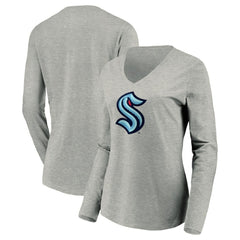 Seattle Kraken Women's Primary Logo V-Neck Long Sleeve T-Shirt Sale