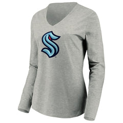 Seattle Kraken Women's Primary Logo V-Neck Long Sleeve T-Shirt Sale