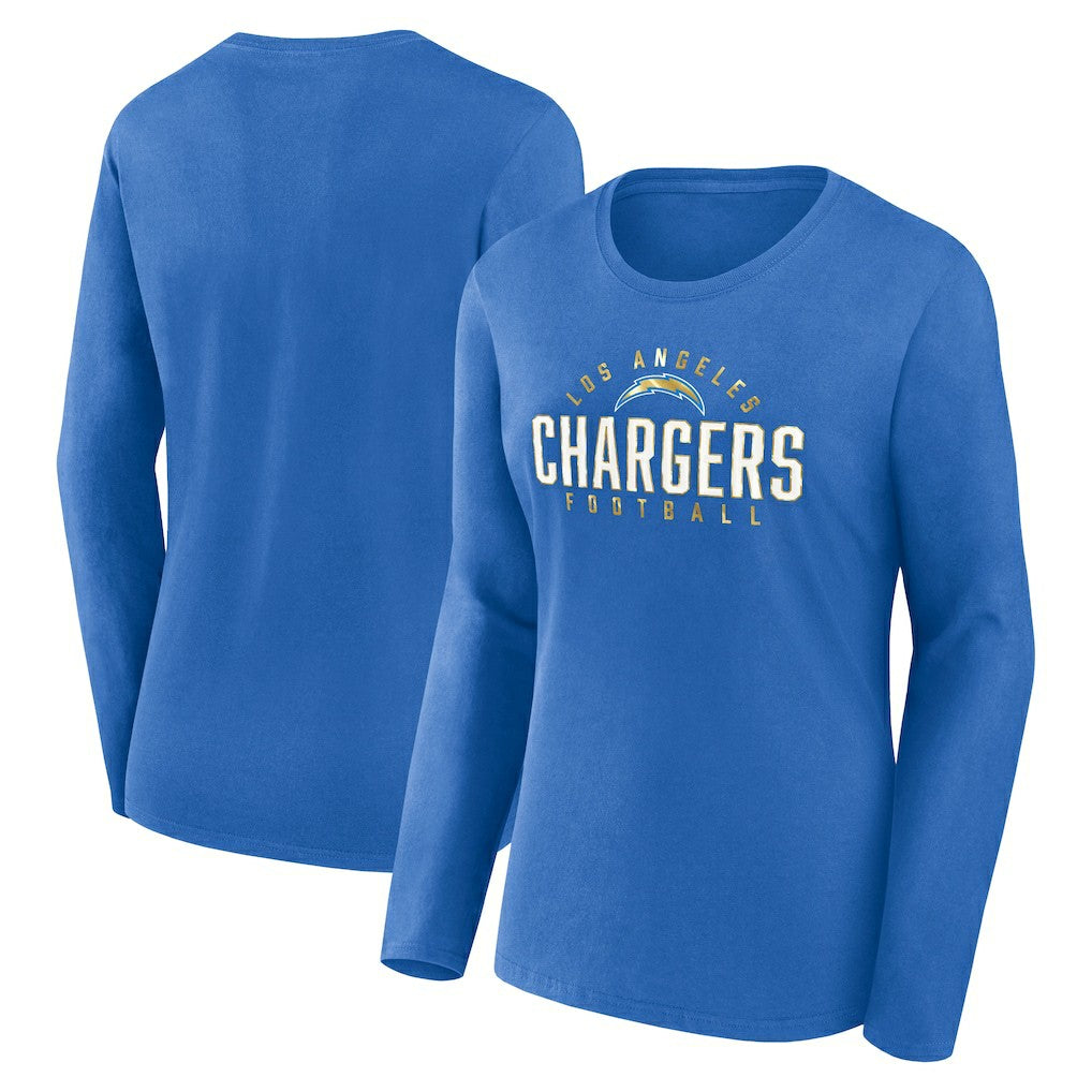 Los Angeles Chargers Fanatics Women's Plus Size Foiled Play Long Sleeve T-Shirt