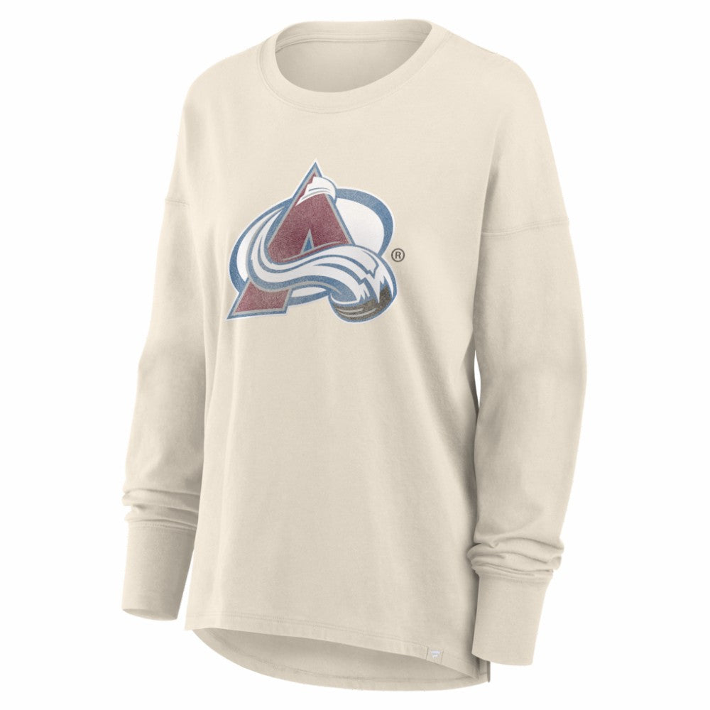 Colorado Avalanche Fanatics Women's Distressed Logo Long Sleeve T-Shirt For Sale