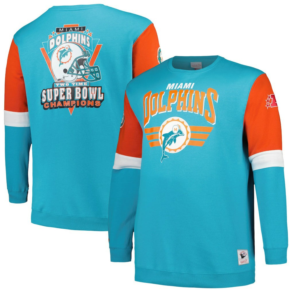 Miami Dolphins Mitchell & Ness Big & Tall Fleece Pullover Sweatshirt