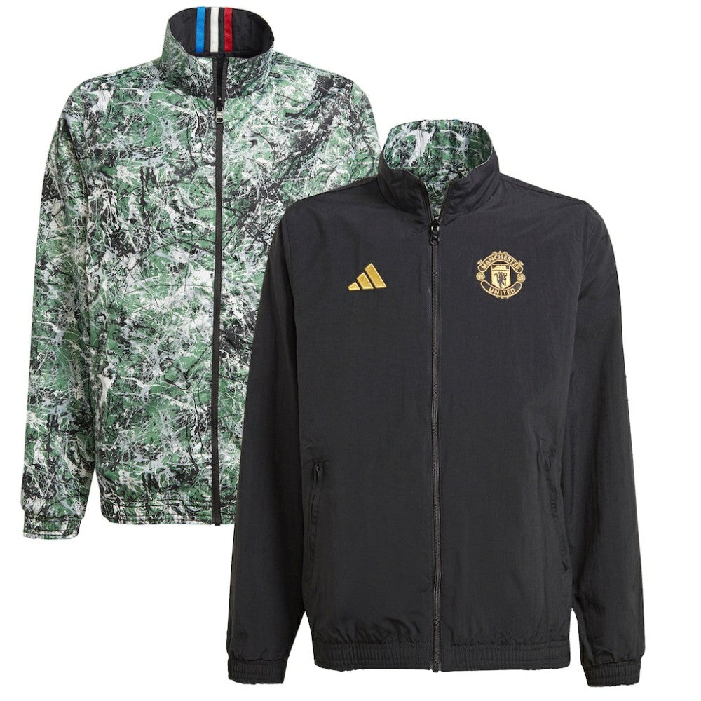 Manchester United x Stone Roses Originals Youth 2023/24 Reversible Anthem Full-Zip Jacket Black - Adidas