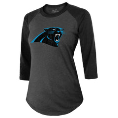 Carolina Panthers  Bryce Young  Majestic Threads Women's Player Name & Number Tri-Blend 3/4-Sleeve Fitted T-Shirt