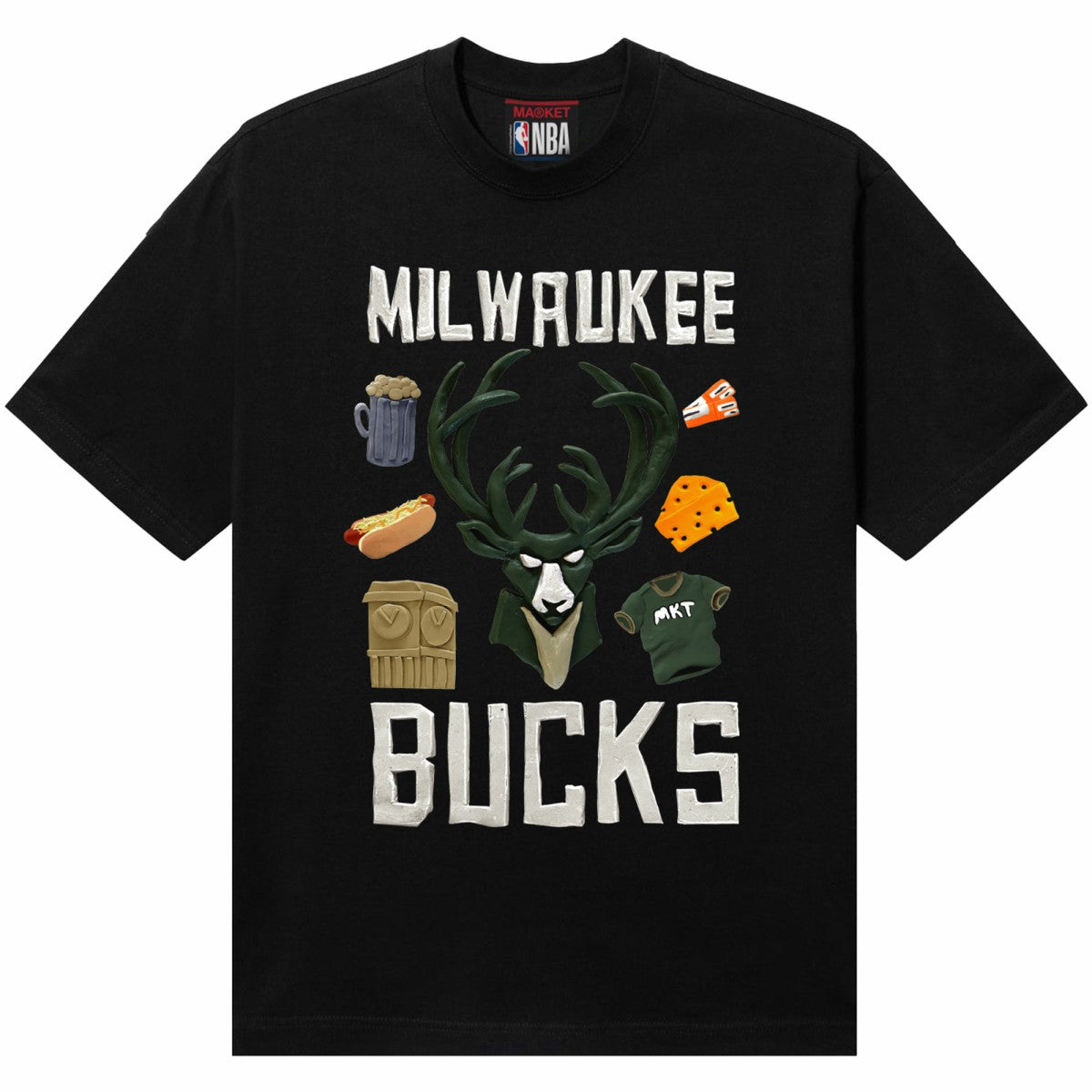Milwaukee Bucks NBA x MARKET Unisex Claymation T-Shirt On Sale