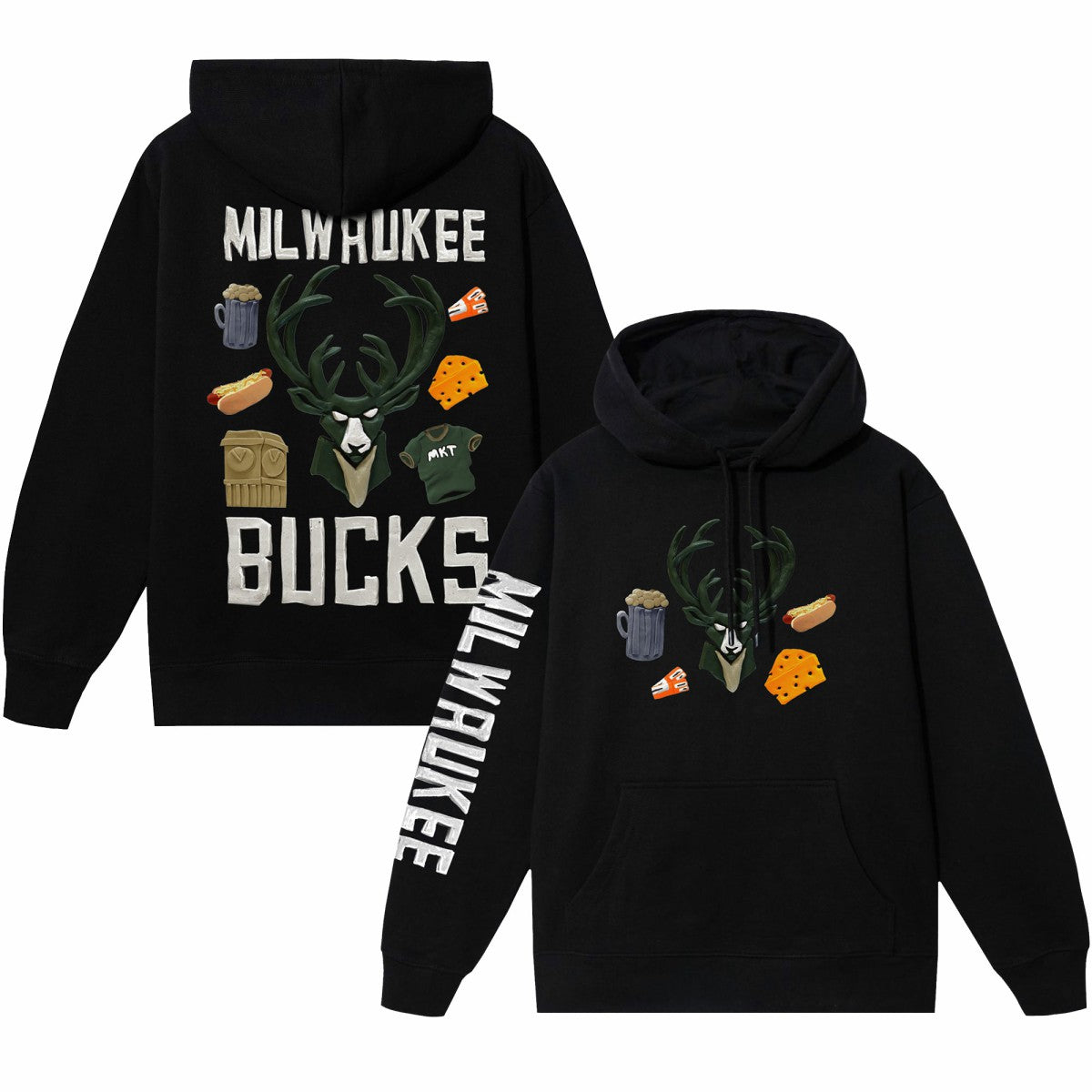 Milwaukee Bucks NBA x MARKET Unisex Claymation Pullover Hoodie Outlet