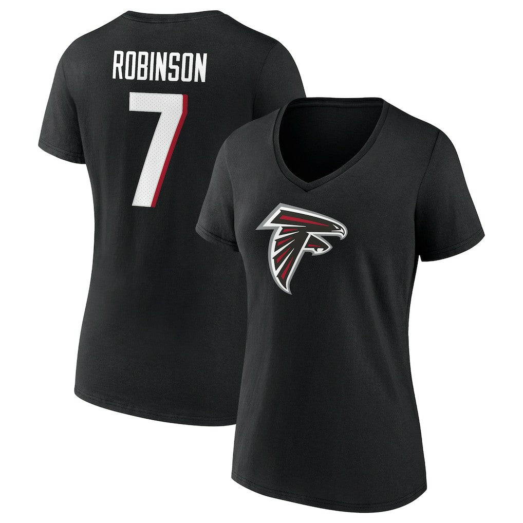 Atlanta Falcons Fanatics Bijan Robinson  Women's Icon Name & Number V-Neck T-Shirt