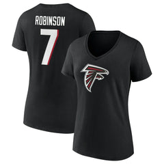 Atlanta Falcons Fanatics Bijan Robinson  Women's Icon Name & Number V-Neck T-Shirt