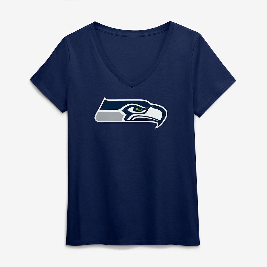 Seattle Seahawks  Logo Athletic Women's Primary Logo V-Neck T-Shirt