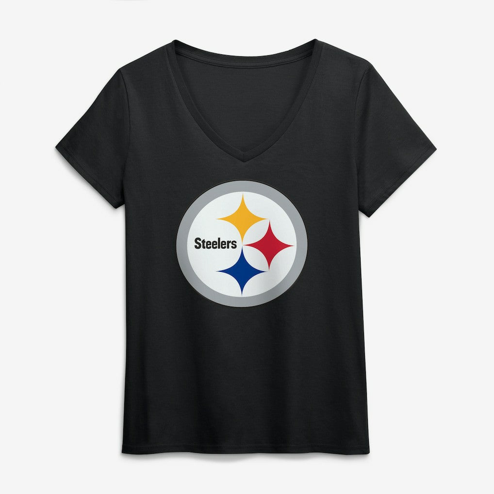 Pittsburgh Steelers  Logo Athletic Women's Primary Logo V-Neck T-Shirt
