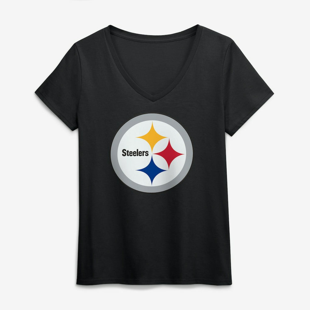 Pittsburgh Steelers  Logo Athletic Women's Primary Logo V-Neck T-Shirt