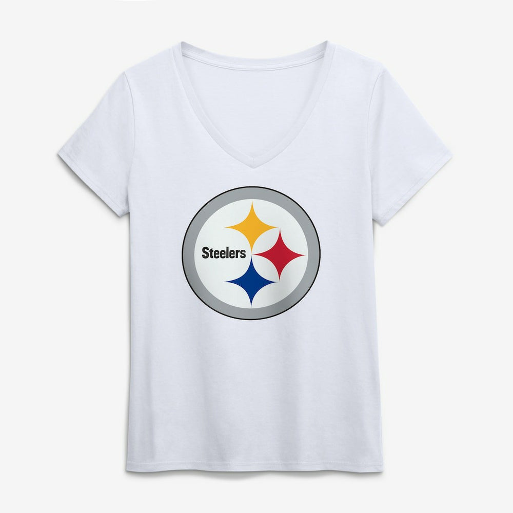 Pittsburgh Steelers  Logo Athletic Women's Primary Logo V-Neck T-Shirt