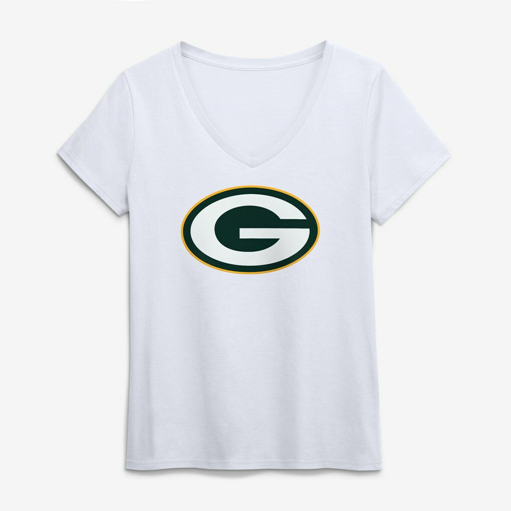 Green Bay Packers  Logo Athletic Women's Primary Logo V-Neck T-Shirt