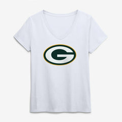 Green Bay Packers  Logo Athletic Women's Primary Logo V-Neck T-Shirt