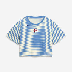 Chicago Cubs Nike Women's Cooperstown Collection Striped Cropped T-Shirt | MLB New