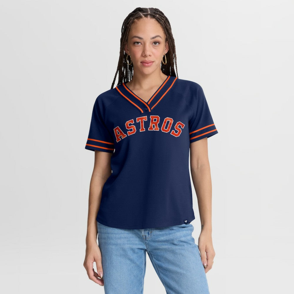 Houston Astros Fanatics Women's Diva Race Ahead Raglan V-Neck T-Shirt | MLB Online