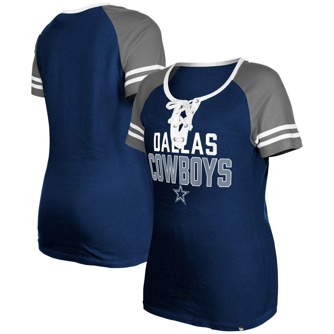 Dallas Cowboys New Era Women's Raglan Lace-Up T-Shirt