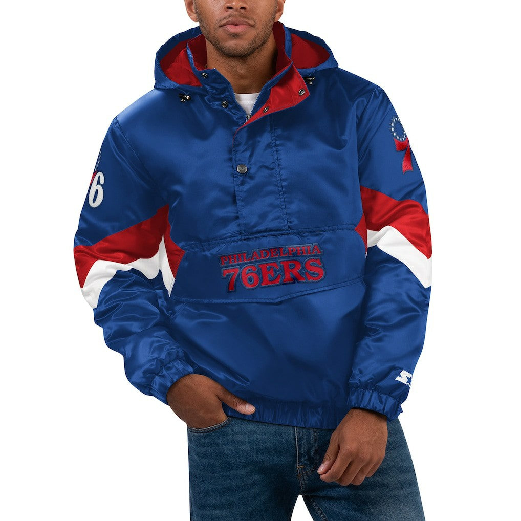 Philadelphia 76ers Starter Force Play Satin Hoodie Half-Zip Jacket Discount
