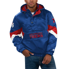Philadelphia 76ers Starter Force Play Satin Hoodie Half-Zip Jacket Discount