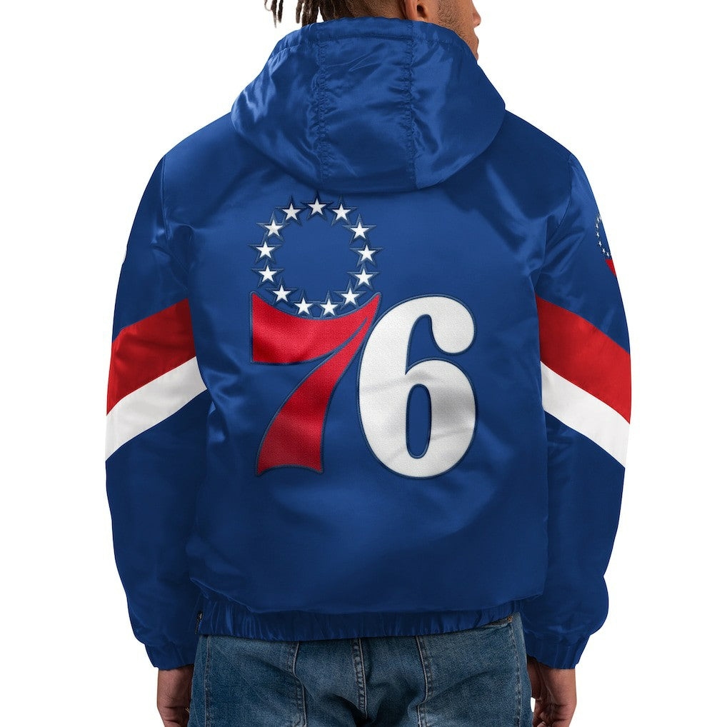 Philadelphia 76ers Starter Force Play Satin Hoodie Half-Zip Jacket Discount