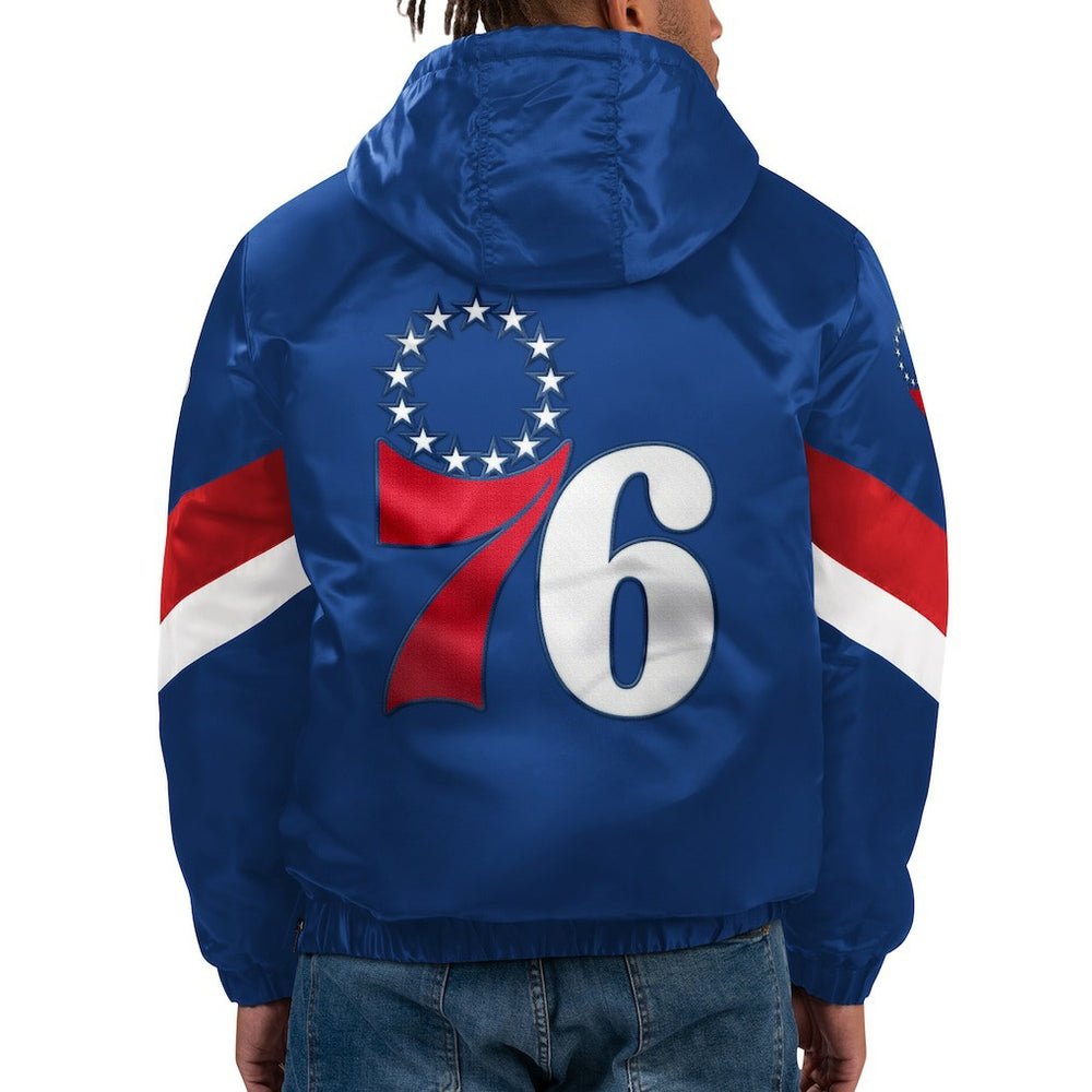 Philadelphia 76ers Starter Force Play Satin Hoodie Half-Zip Jacket Discount
