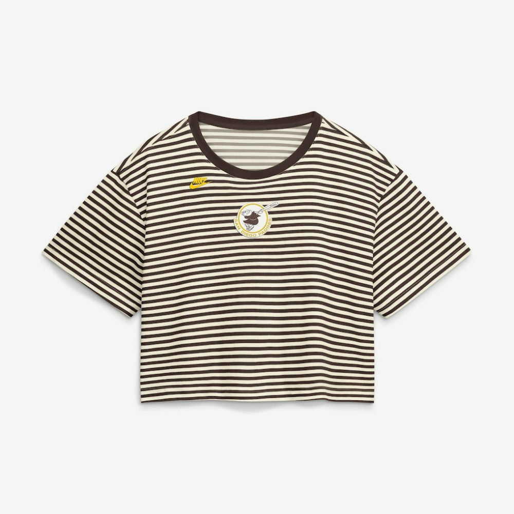 San Diego Padres Nike Women's Cooperstown Collection Striped Cropped T-Shirt | MLB US