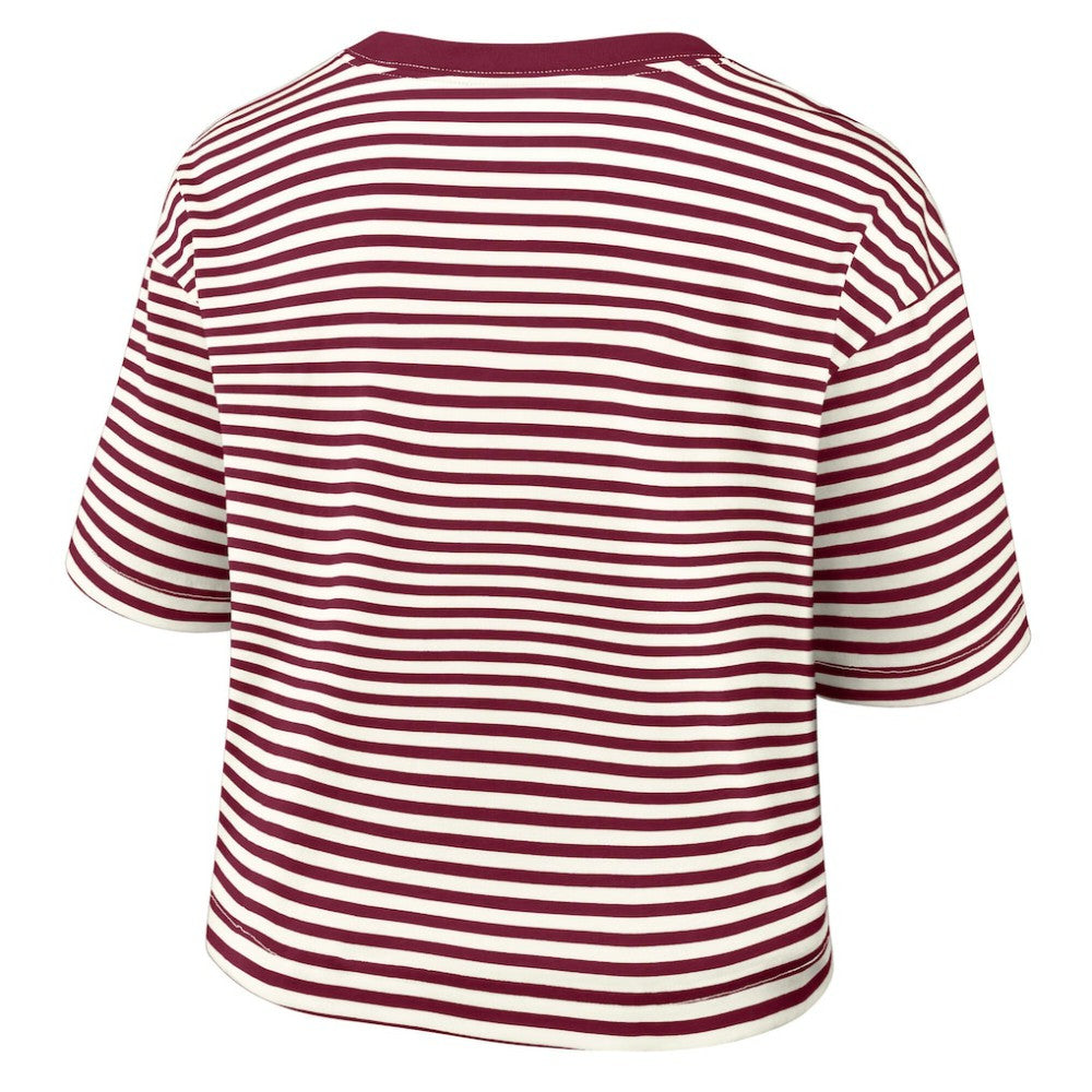 Philadelphia Phillies Nike Women's Cooperstown Collection Striped Cropped T-Shirt | MLB On Sale