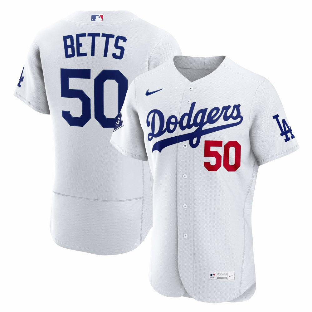 Mookie Betts Los Angeles Dodgers Nike Home Authentic Sponsor Patch Jersey | MLB On Sale