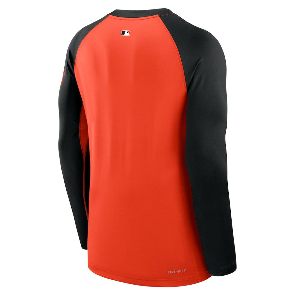 San Francisco Giants Nike Authentic Collection Game Time Dri-FIT Raglan Long Sleeve T-Shirt - Orange/Black | MLB Discount